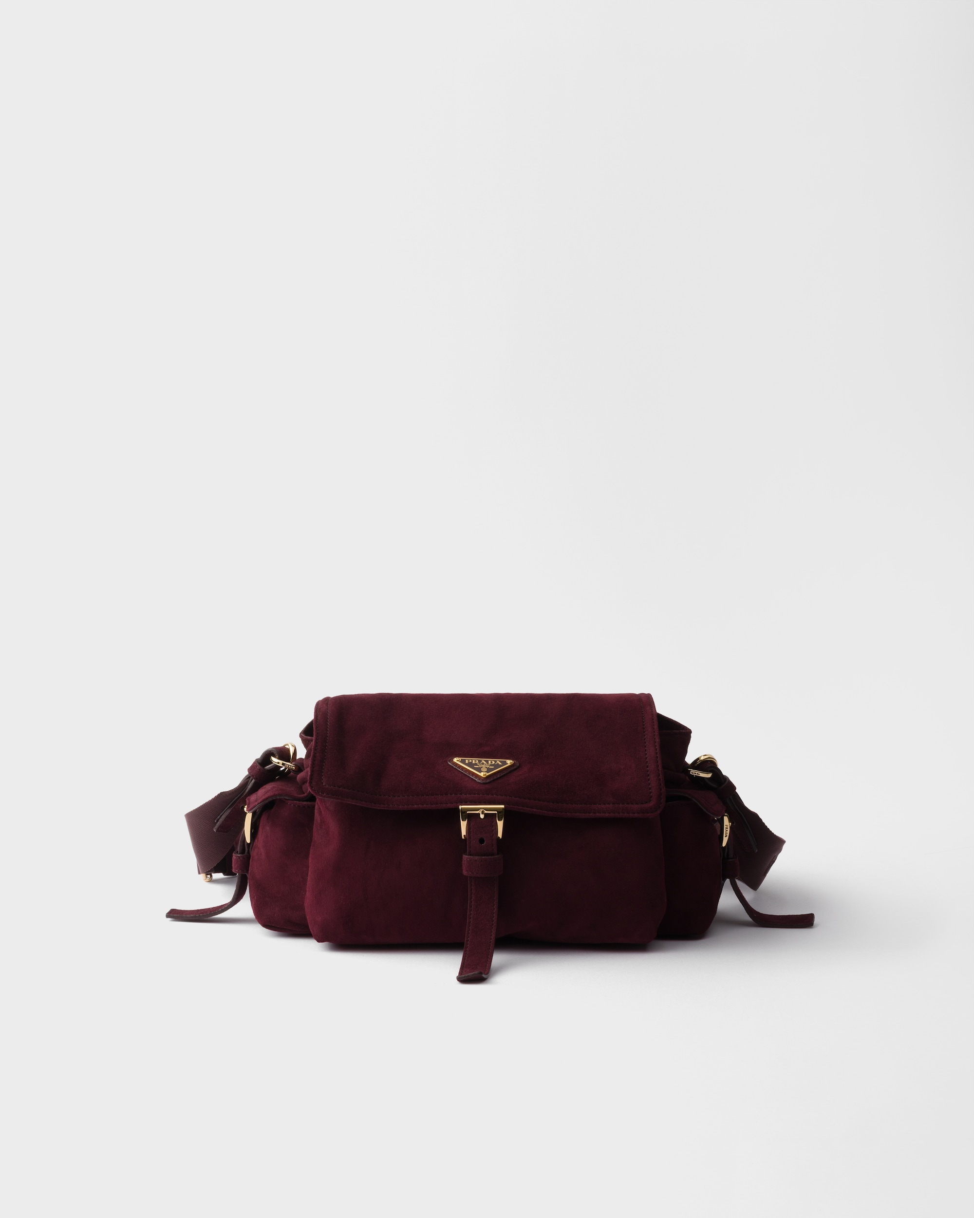 Prada Explore medium suede shoulder bag with flap - Image 1
